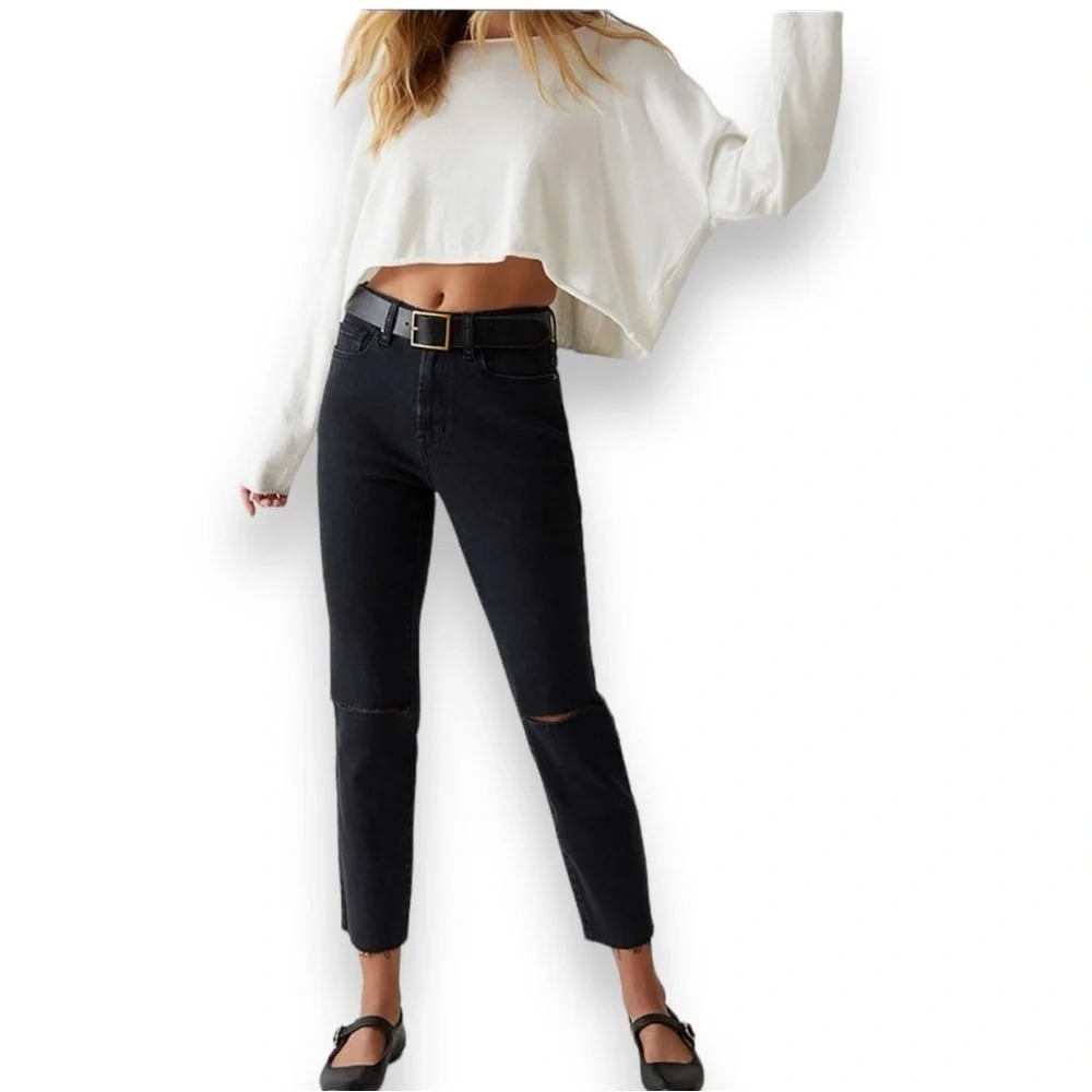 PACSUN Women's Stretch Black Ripped Raw‎ Hem Vintage Skinny Jeans Sz 25 | EUC